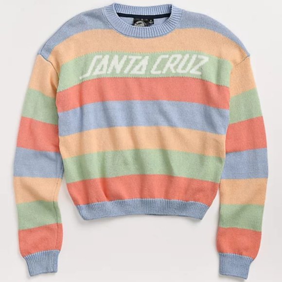 Santa Cruz Skateboards Sweaters - Santa Cruz Cropped Stripe Crewneck Sweater
